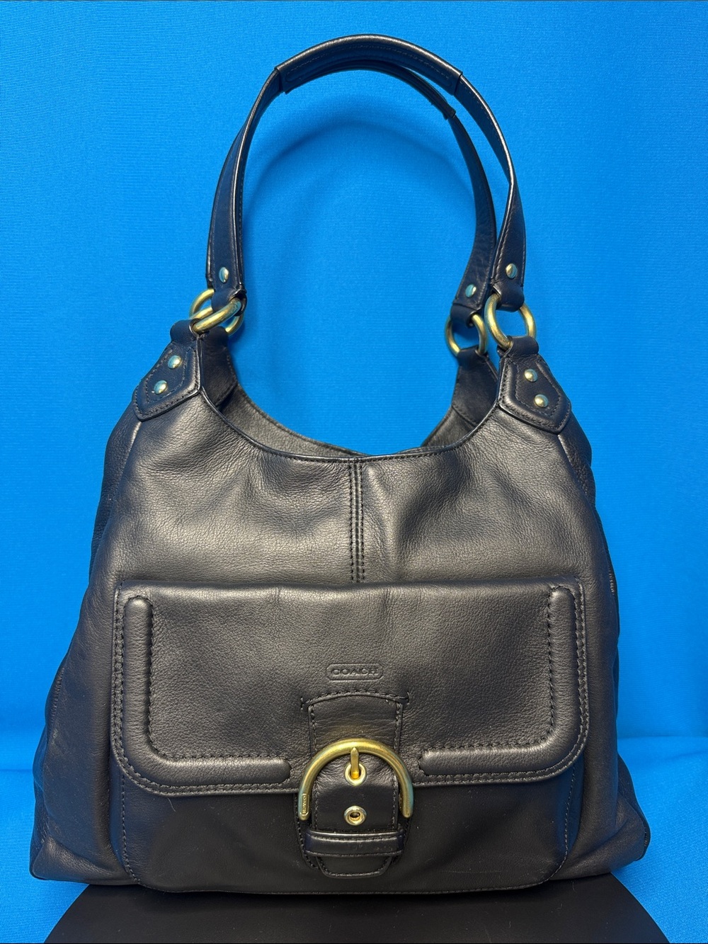 GORGEOUS COACH CAMPBELL HOBO BLACK LEATHER SHOULDER BAG / HANDBAG 3 COMPARTMENTS